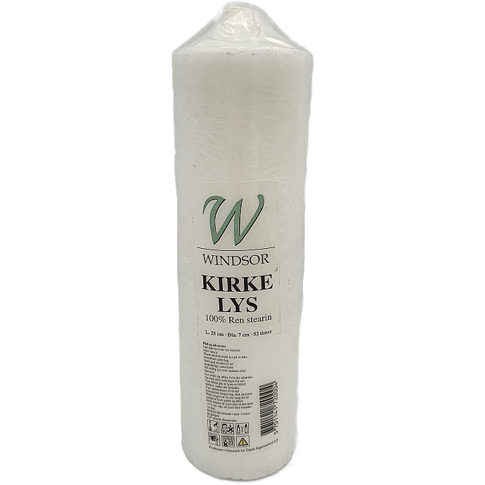 Windsor bloklys ren stearin 7x25 cm - hvid
