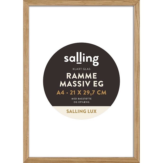 Ramme i massiv eg m. glas - 21x29,7 cm