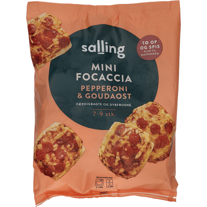 Mini foccacia m. pepperoni og gouda