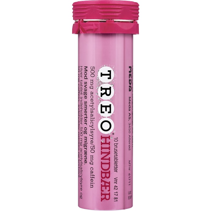 Smertestillende brusetabletter m. hindbær 50mg