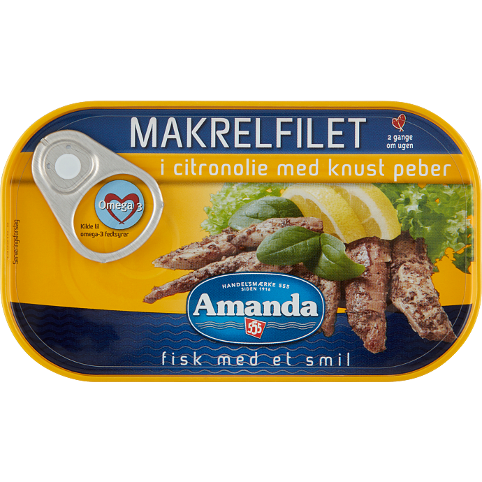 Makrelfilet i citronolie m. knust peber