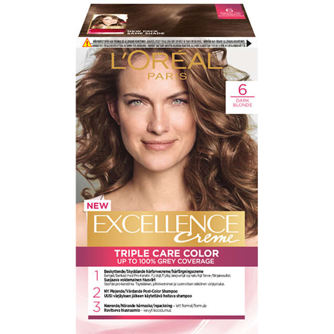 Permanent hårfarve 6 Dark Blonde m. shampoo og hårmaske