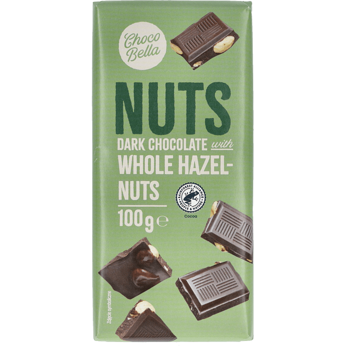 Mørk chokolade m. hasselnødder