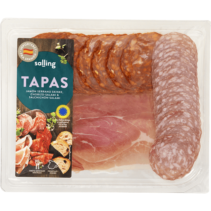 Serranoskinke, salchichon og chorizo