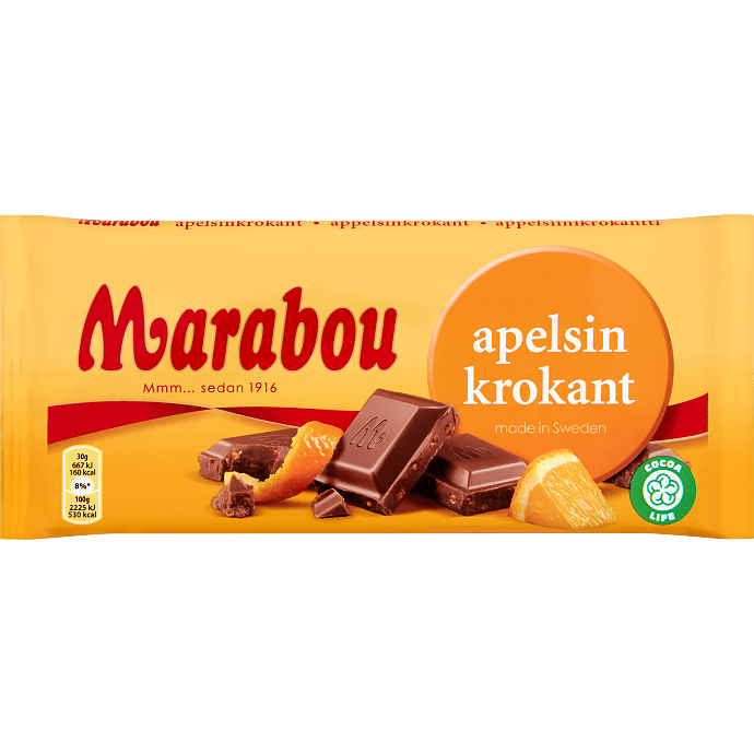 Mælkechokolade m. appelsinkrokant
