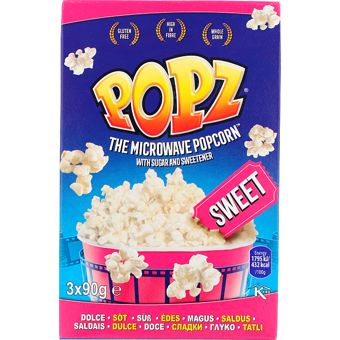 Søde popcorn til mikrobølgeovn
