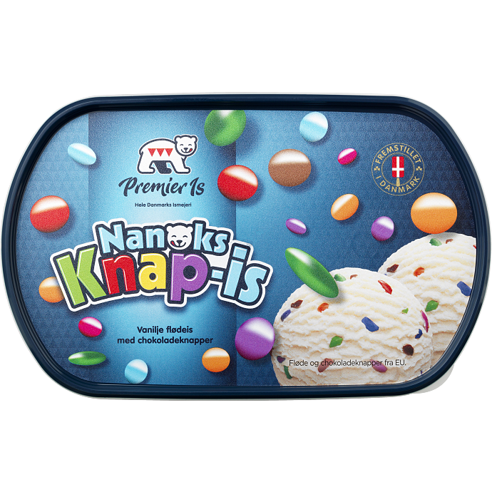 Flødeis m. vanilje og chokoladeknapper