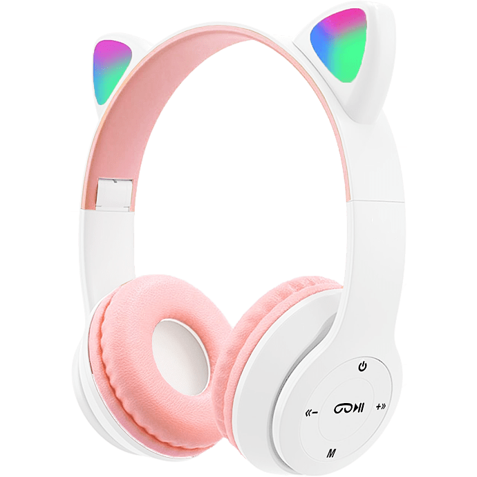Kidio katte høretelefoner trådløse - hvid/pink