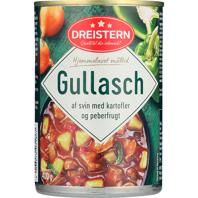 Gullaschsuppe m. kartofler, grisekød og grøntsager