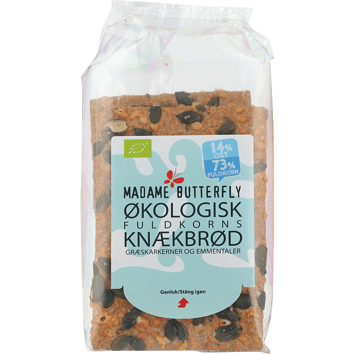 Fuldkornsknækbrød m. græskar og ost