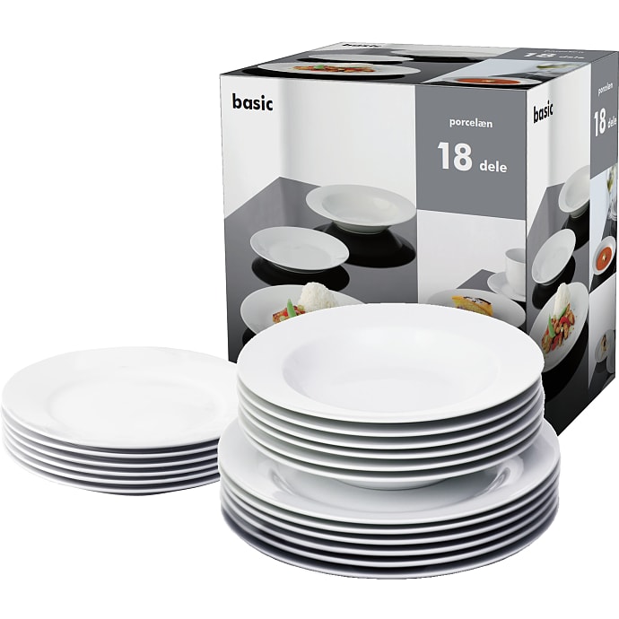 Basic tallerkensæt (18 dele)