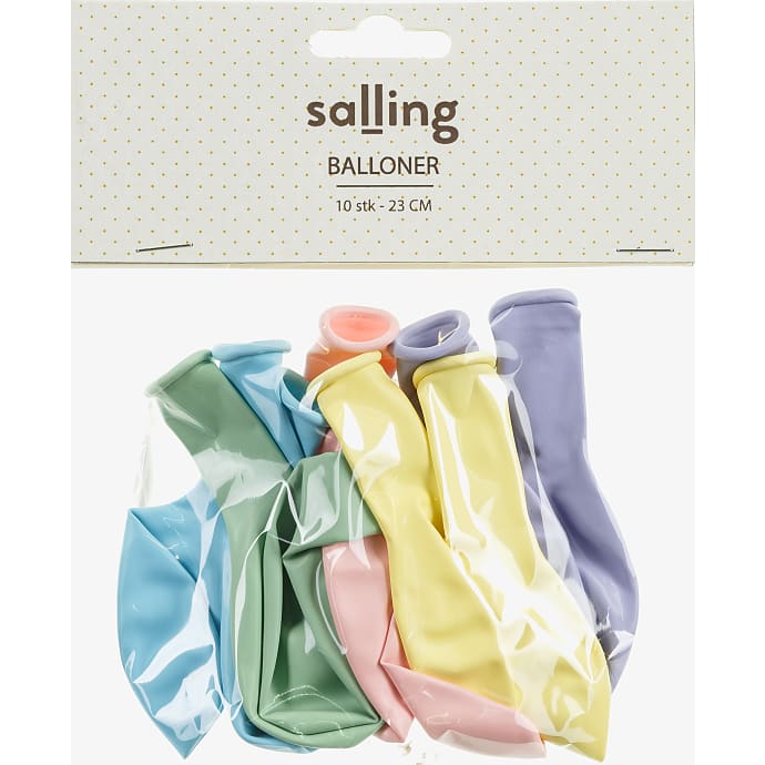 Salling latexballoner Ø:23 cm 10-pak - Pastel