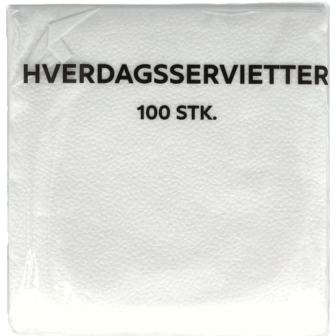 Budget ensfarvede servietter 30x30 cm 100-pak - hvid