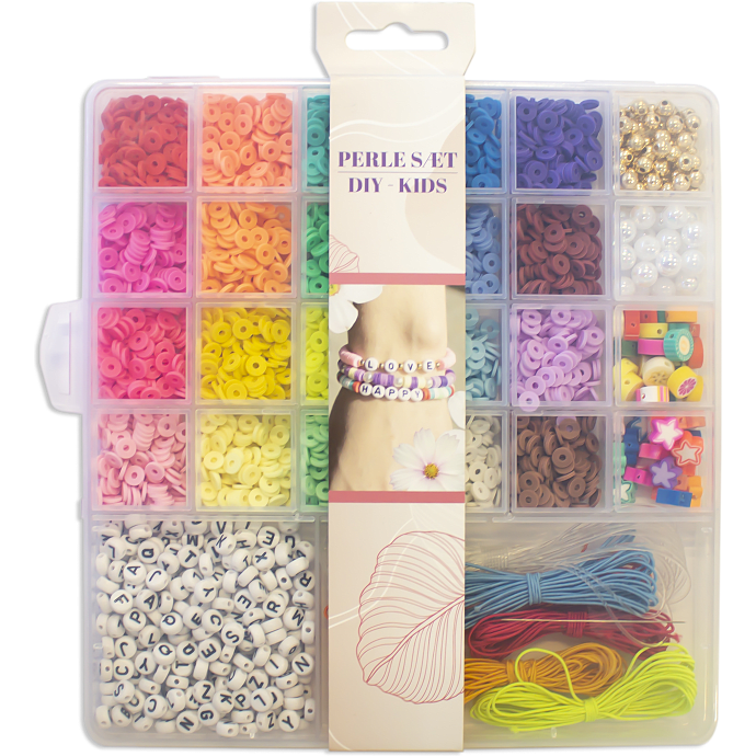 Perleæske ler perler og tilbehør - stor