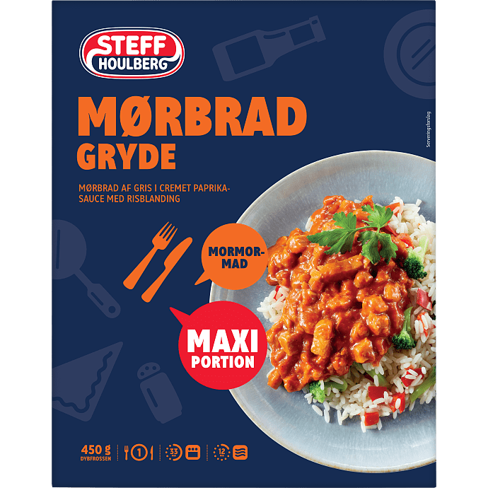 Mørbradgryde m. cremet paprikasauce og ris