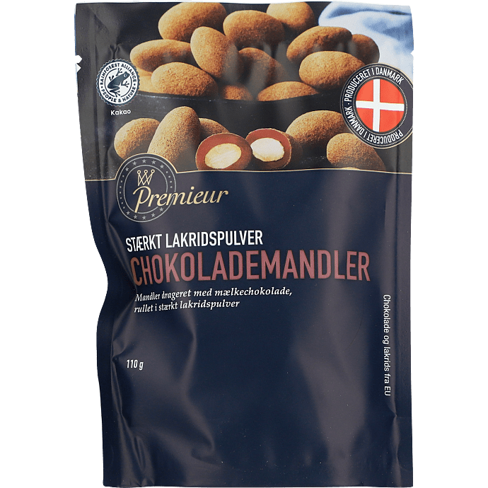 Chokolademandler m. lakridspulver