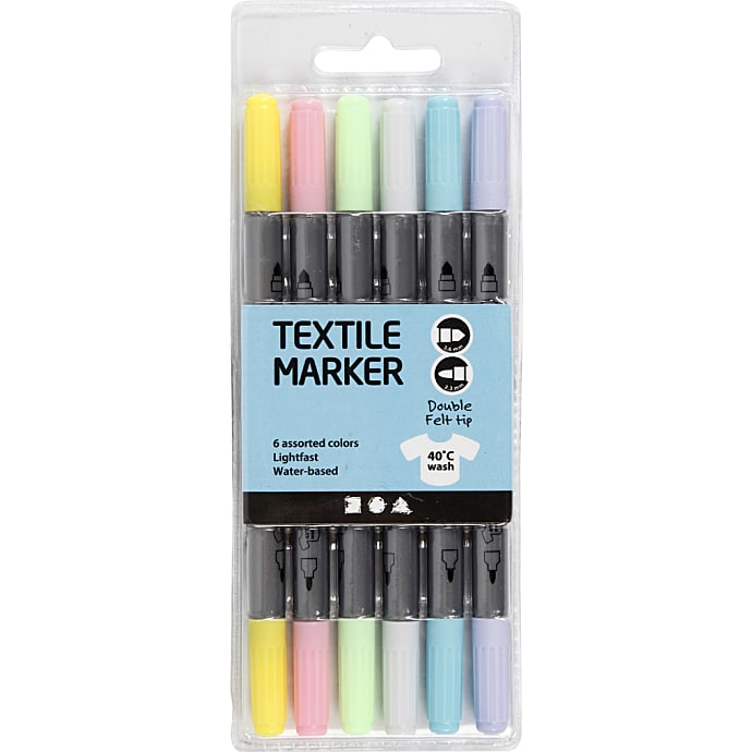 Tekstiltusch, streg 2,3+3,6 mm, 6 stk