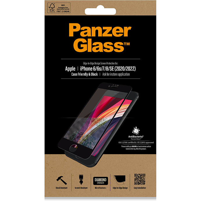 PanzerGlass skærmbeskyttelse iPhone 6/6s/7/8/SE