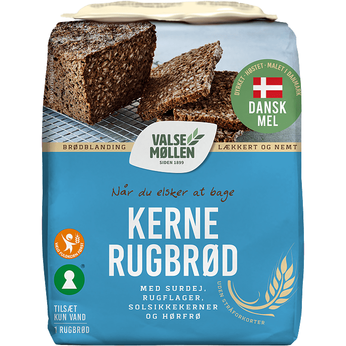 Kernerugbrød m. surdej, rugflager, solsikkekerner og hørfrø