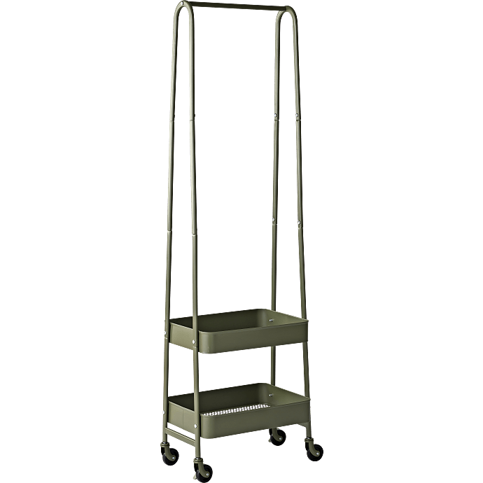 Blom trolleystativ med 2 hylder - mørkegrøn