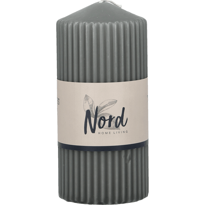 Nord rillet bloklys 5,7x12 cm - grå