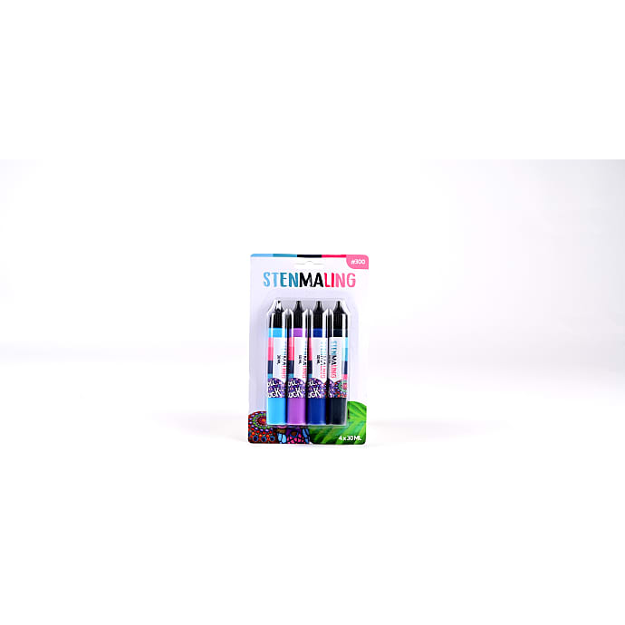 Stenmaling 30ml blå/lilla 4-pak
