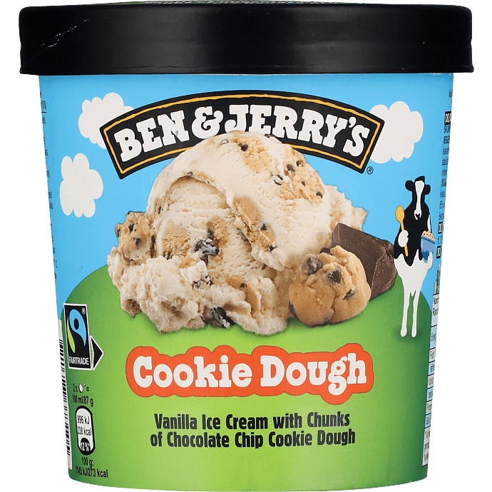 Flødeis m. vanilje og stykker af cookie dough