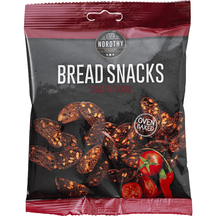 Rugbrødssnacks m. tomat og chili