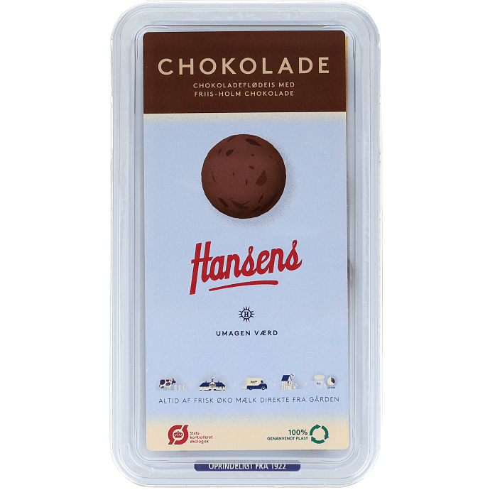 Chokolade flødeis m. chokoladestykker øko
