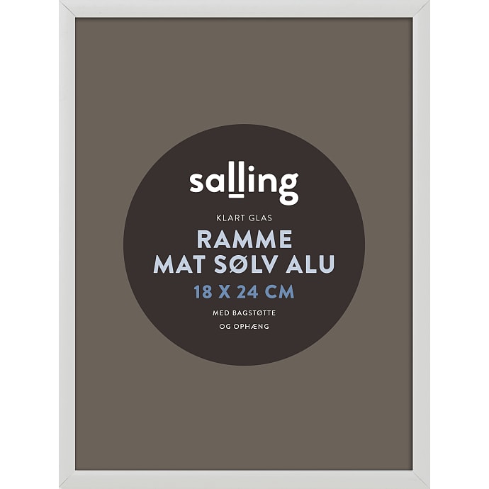 Mat sølv ramme m. glas - 18x24 cm