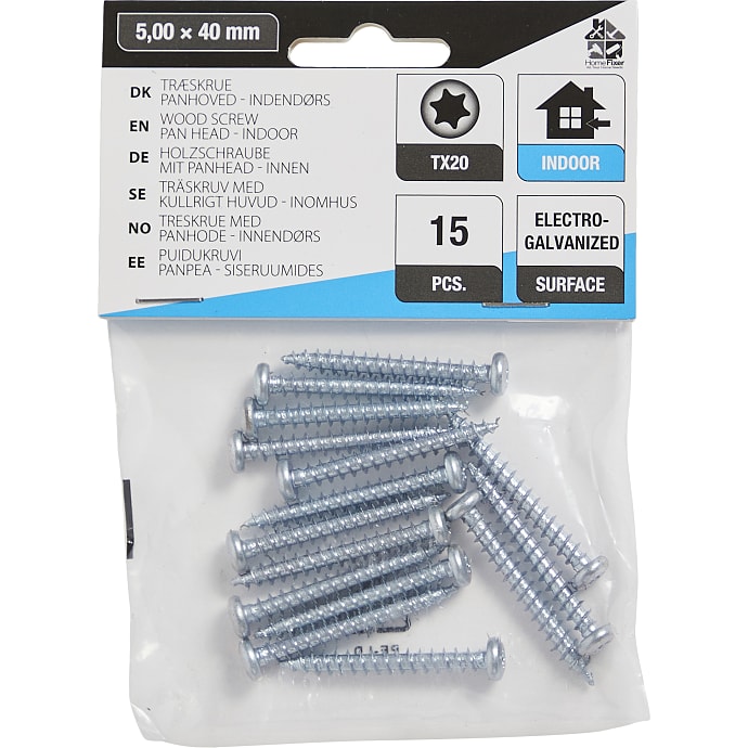 HomeFixer panhovedet skrue 5x40mm 15 stk