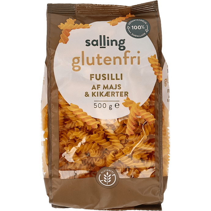 Fusilli af majs og kikærter glutenfri