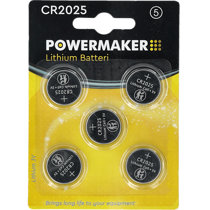 Powermaker knapcellebatterier CR2025 5-pak