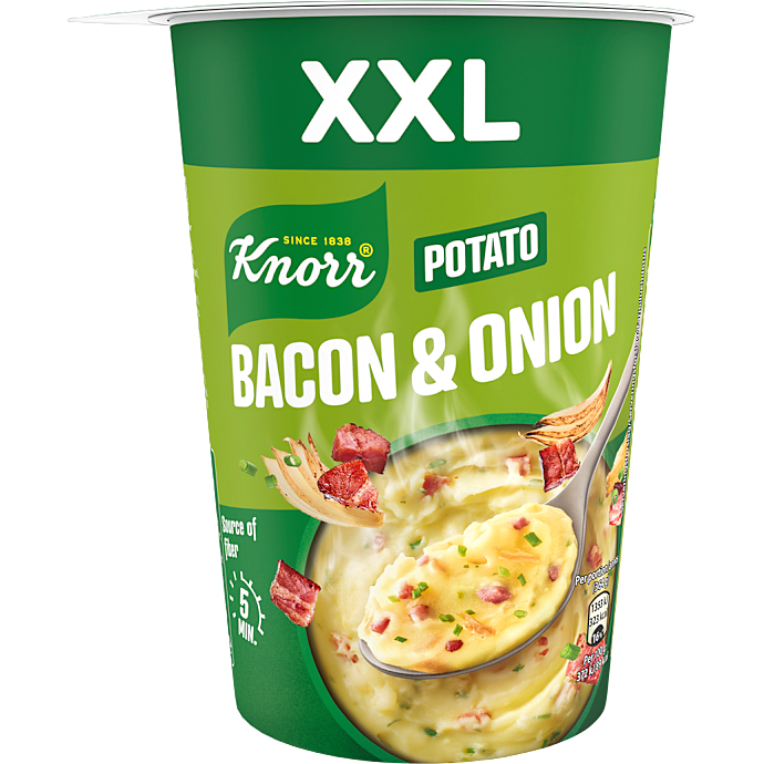 Kartoffelmos m. bacon og løg
