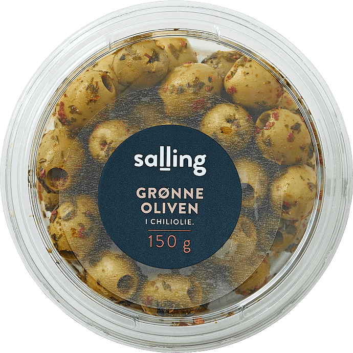 Grønne oliven i chiliolie