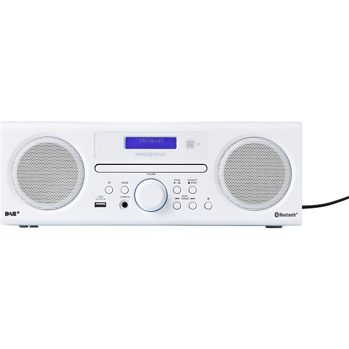 Prosonic hifi-1000 musikanlæg med DAB+/FM/CD/Bluetooth - hvid