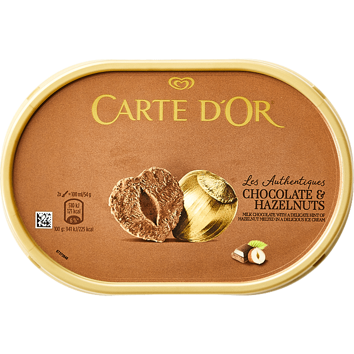 Mælkeis m. chokolade og hasselnødder
