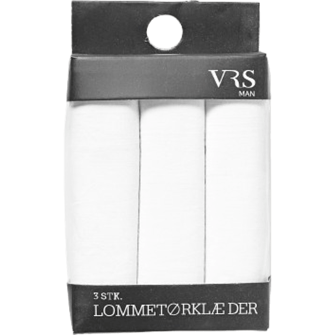 VRS herre 3-pak lommetørklæder str. onesize - hvid