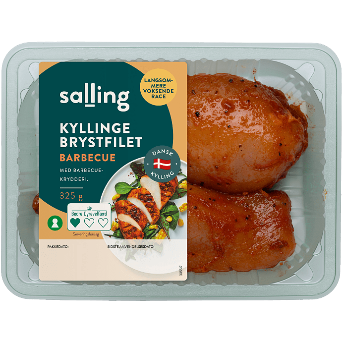 Kyllingebrystfilet m. barbecuemarinade tilsat 8% vand