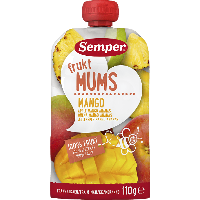 Frugtmos m. mango, æble og ananas fra 6 mdr