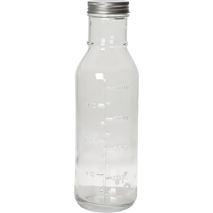 Glasflaske med metallåg