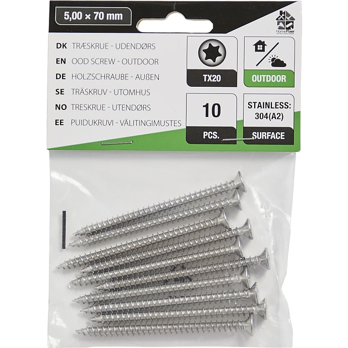 HomeFixer udendørs skruer 5x70 mm 10 stk