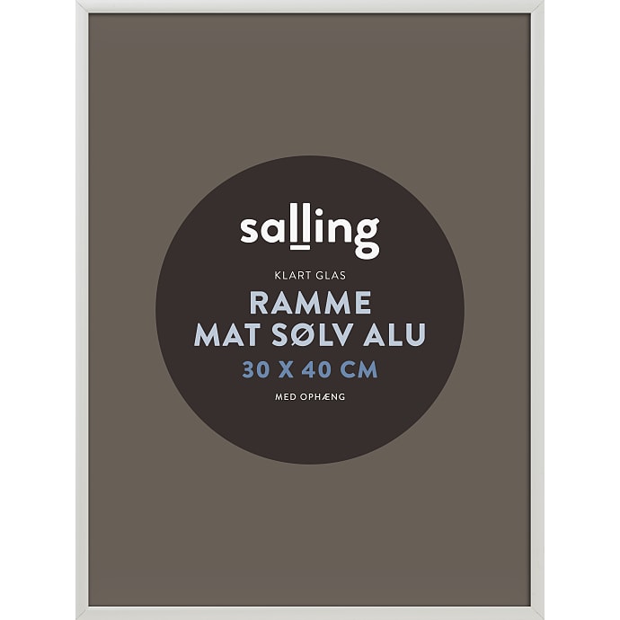 Mat sølv ramme m. glas - 30x40 cm