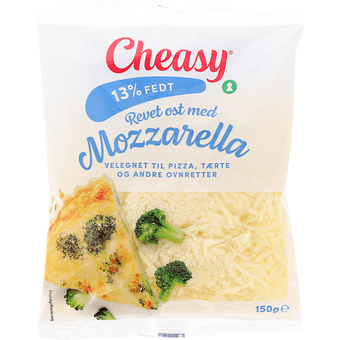 Revet ost m. mozzarella 13% fedt