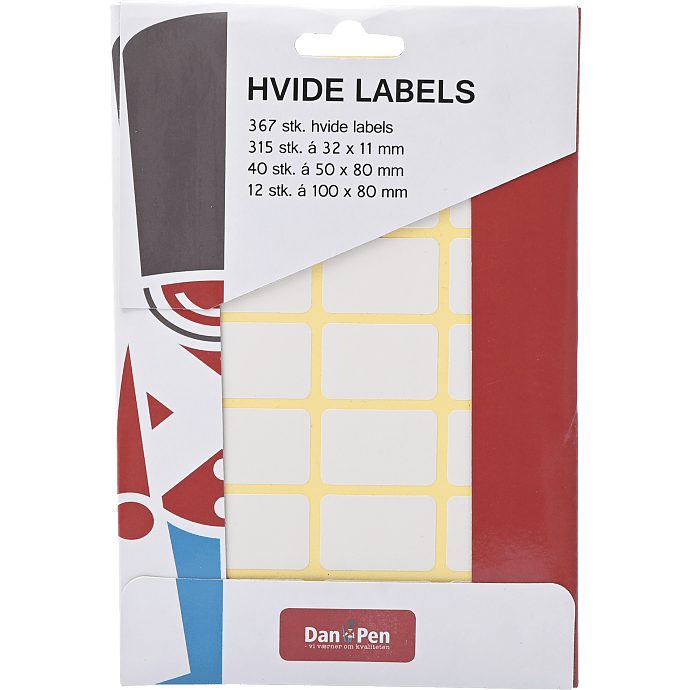 Danpen labels mix - hvid