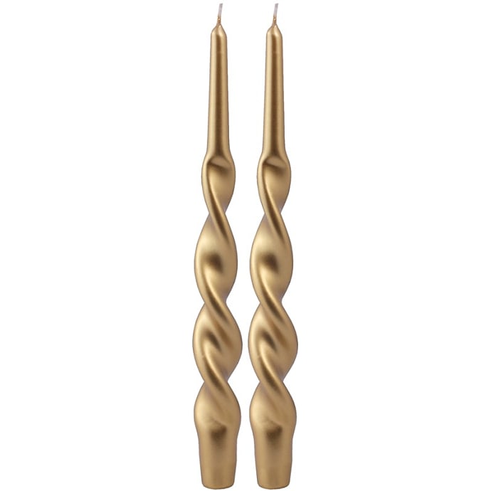 Windsor snoede lys med lak H: 28 cm 2-pak - guld