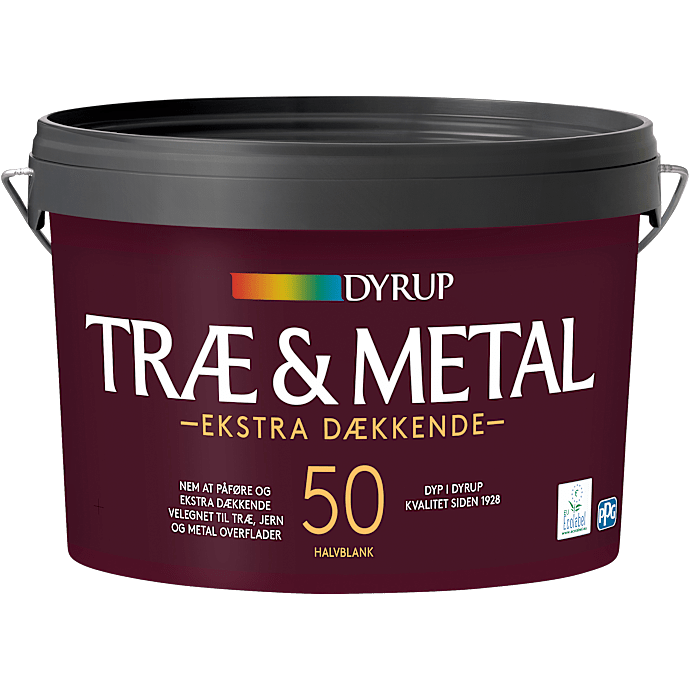 Dyrup træ & metal maling ekstra dækkende 2,25 liter - hvid