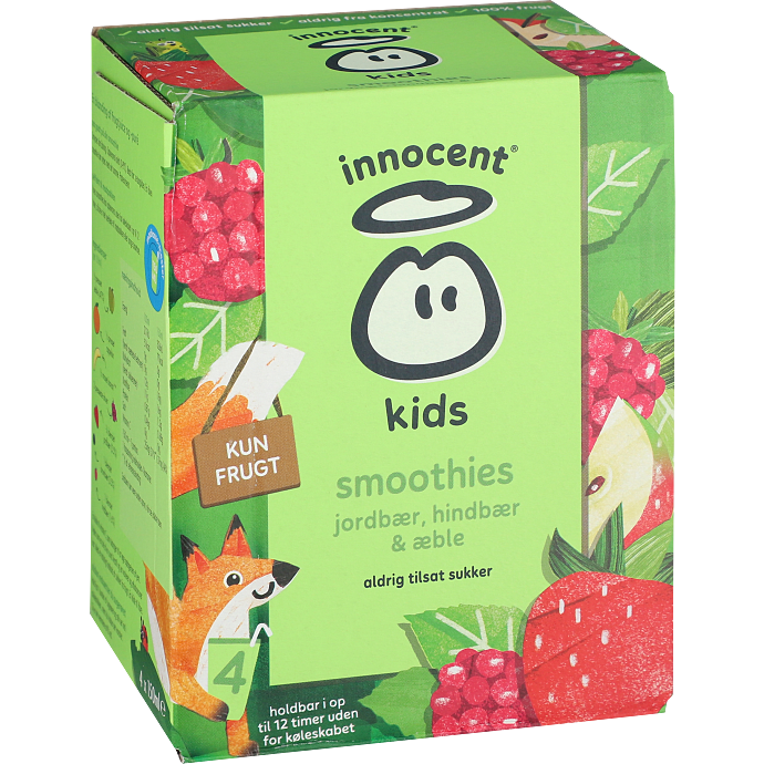 Smoothie m. jordbær, hindbær og æble