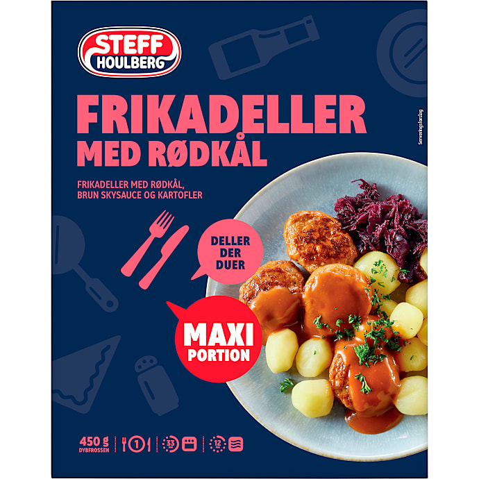 Frikadeller m. rødkål og kartofler