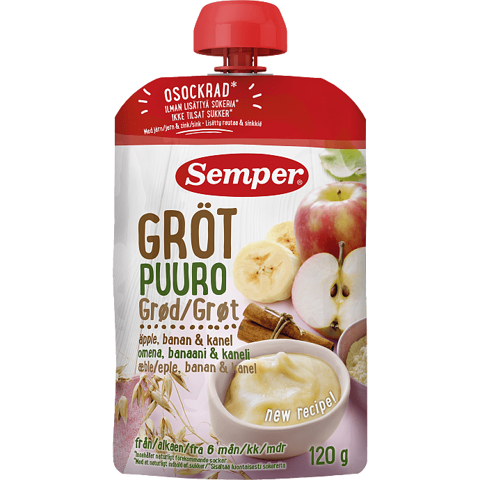 Grødsmoothie m. æble og kanel fra 6 mdr.